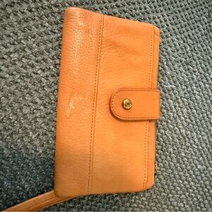 HOBO Tan Leather Wristlet Clutch